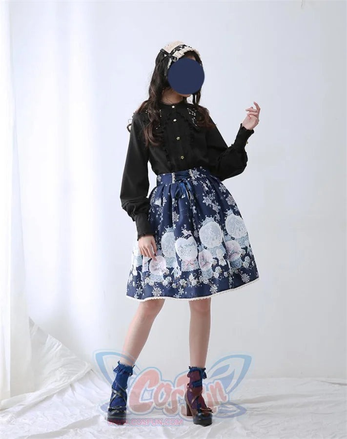 Vintage Constellation Embroidery Ruffle Blouse Shirt