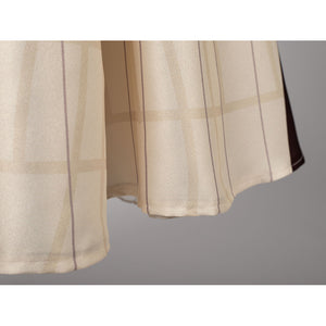 Violet Evergarden cosplay costume pairs soft jacquard fabric with a clean plaid pattern that gathers at the hemline.