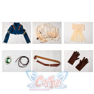 Violet Evergarden cosplay costume centers jacket with shoulder straps dress belt bow with gem-like accents-like accents.