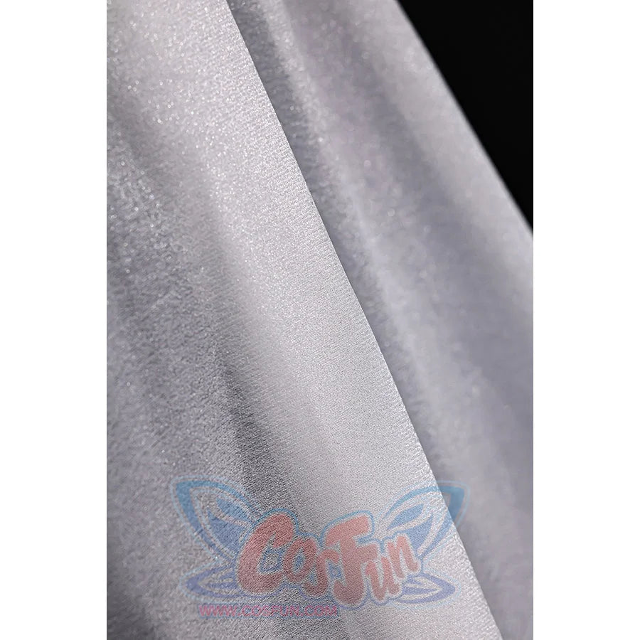 Vodyanitsa cosplay costume fabric close-up with a softly shimmering white surface.