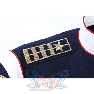 The Boys Torpedo cosplay shoulder rank detail layers gold-tone embroidery over navy fabric.