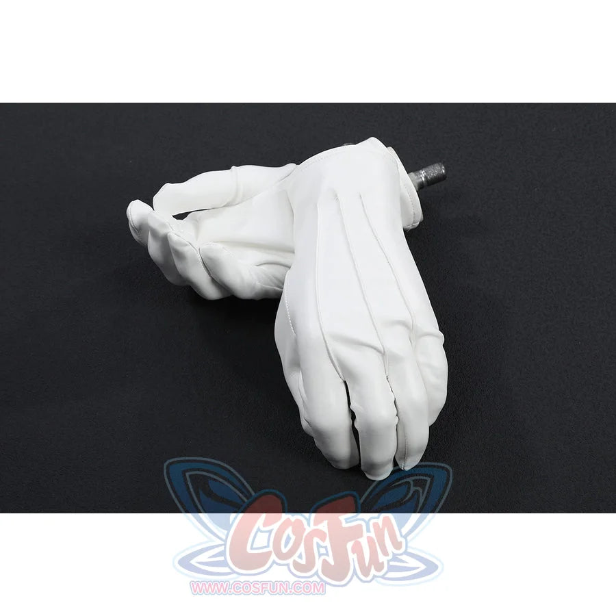The Boys Torpedo cosplay white gloves flat lay keeps clean finger shaping for the uniform set.