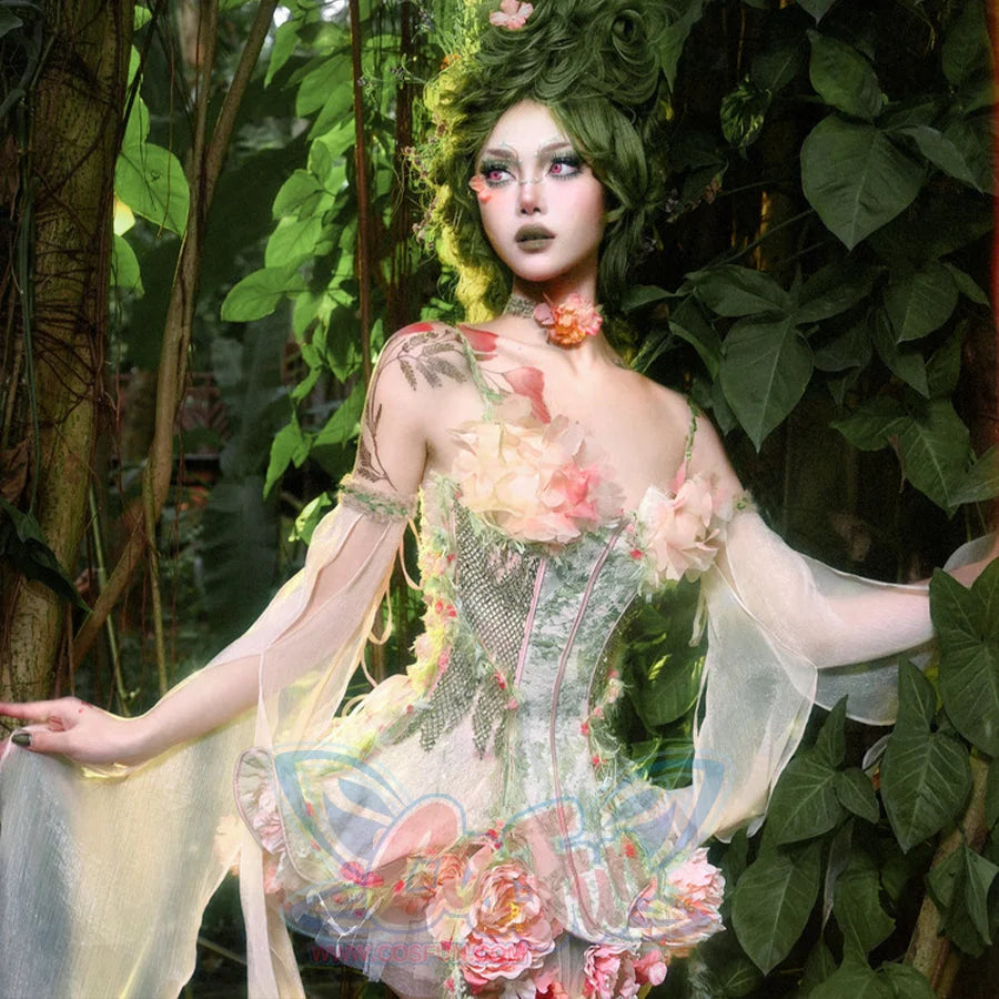 Forest Spirit Fairycore Woodland Gown Spring Corset Bodice Dress