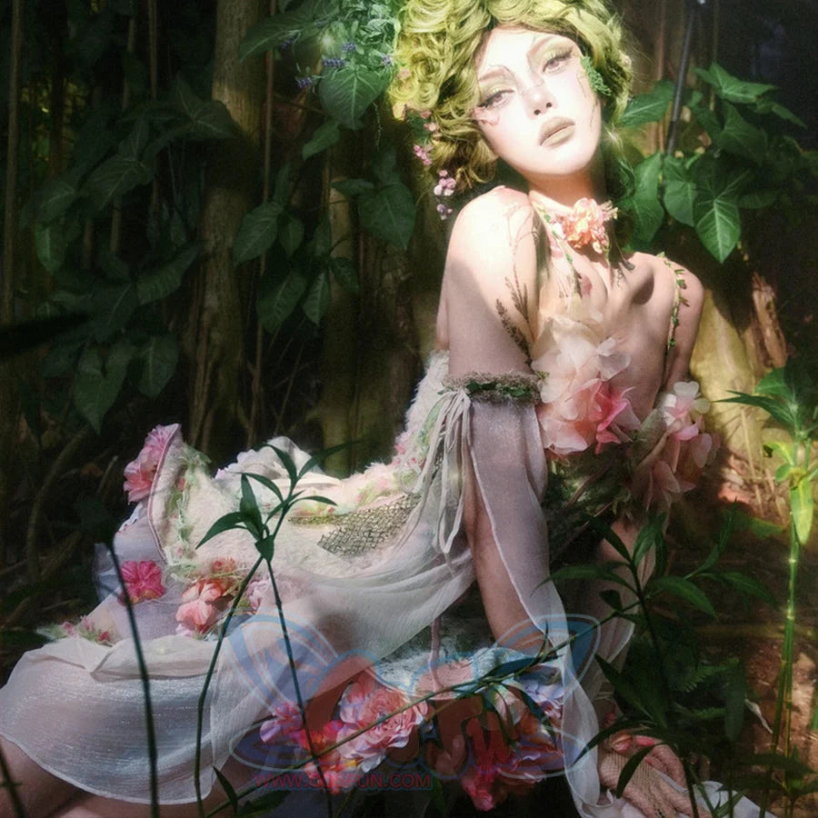 Forest Spirit Fairycore Woodland Gown Spring Corset Bodice Dress