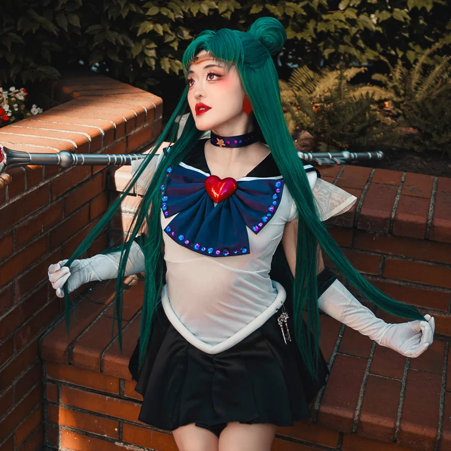 Sailor Soldiers Sailor Pluto Meiou Setsuna Cosplay Wig Long Hair with Bun CLT1065