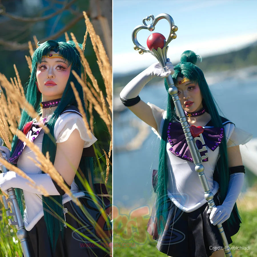 Sailor Soldiers Sailor Pluto Meiou Setsuna Cosplay Wig Long Hair with Bun CLT1065