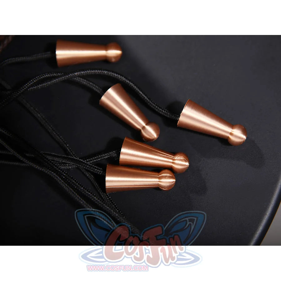 Wild Hunt Geralt of Rivia cosplay arm guard detail frames brown panels under dark straps and copper-tone rivets