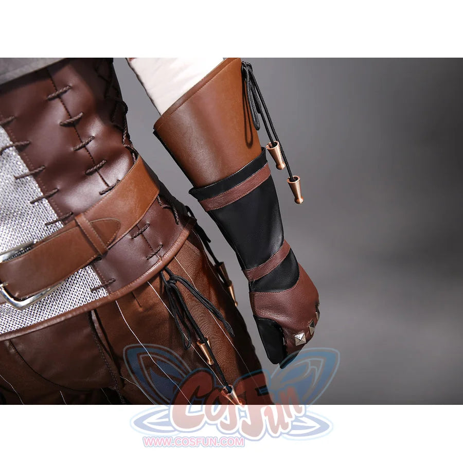 Wild Hunt Geralt of Rivia cosplay glove detail curves copper-tone claws above black faux leather