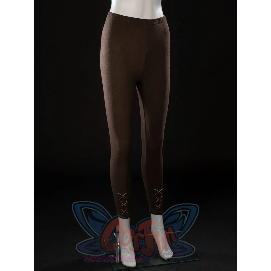 Witch Hat Atelier Coco Tetia Richeh cosplay leggings front view sets brown stretch fabric beside crossed calf lacing.