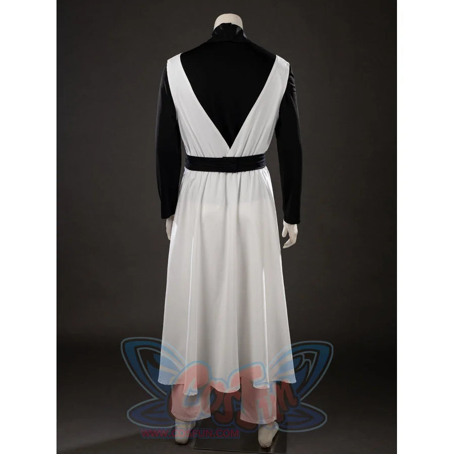 Witch Hat Atelier Qifrey cosplay robe back view forms a white V panel over the black undershirt.