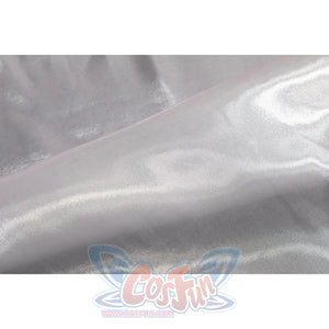 Wuthering Waves Aemeath cosplay glossy satin detail highlights smooth white fabric with soft reflective folds.