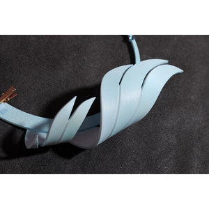 Wuthering Waves Aemeath cosplay headpiece wing piece detail layers pale blue feather shapes along the curved band.