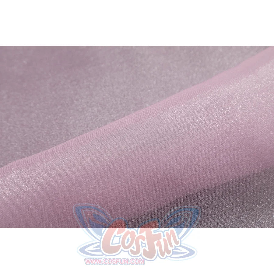 Wuthering Waves Aemeath cosplay pink fabric detail captures a soft matte panel used for bows and straps.