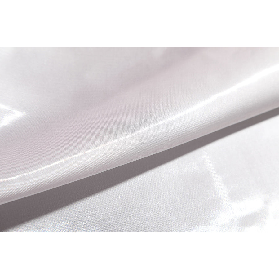 Wuthering Waves Aemeath cosplay white satin panel detail catches a clean glossy fold for the skirt layers.