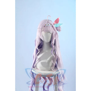 Wuthering Waves Denia cosplay headpiece front view crowns the hairpiece with pastel fins and gold-tone studs.