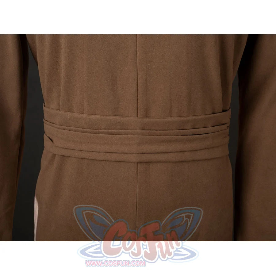 Yoda Master cosplay costume gathers soft knit fabric into a simple folded waist belt that wraps around the midsection.