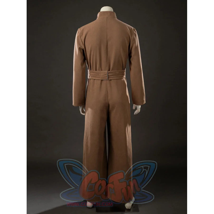 Yoda Master cosplay costume gathers at the waist with a fabric belt and falls into wide pant legs made of brushed cotton.