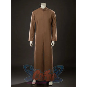 Yoda Master cosplay costume consists of a long sleeve brown jumpsuit crafted from brushed cotton with a high standing collar.