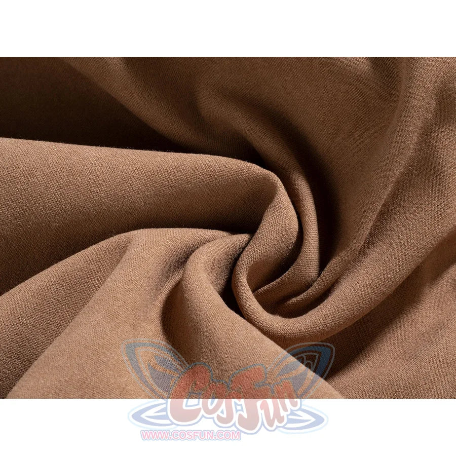 Yoda Master cosplay costume gathers the brushed cotton fabric in tight folds to highlight the soft knit material texture.