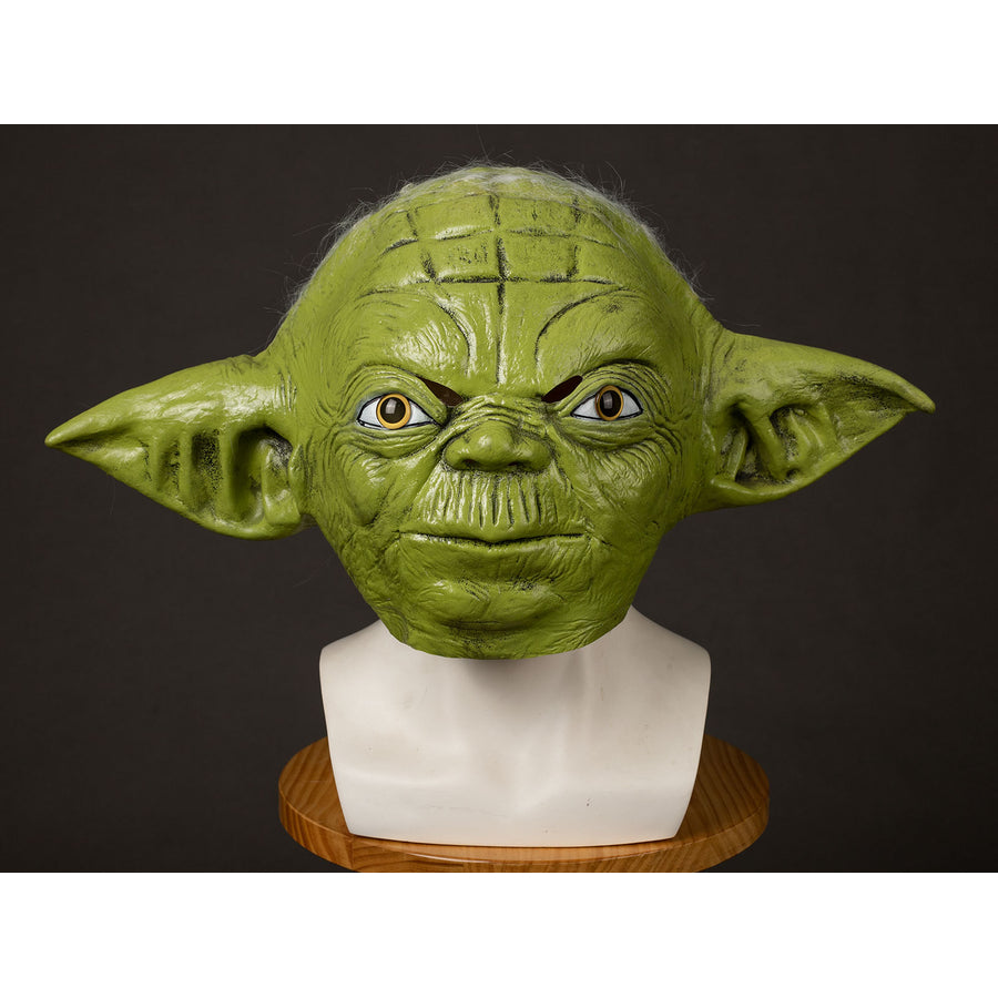 COSFUN Yoda Master cosplay headpiece and claws curve with detailed green latex skin textures and sharp pointed pairs.