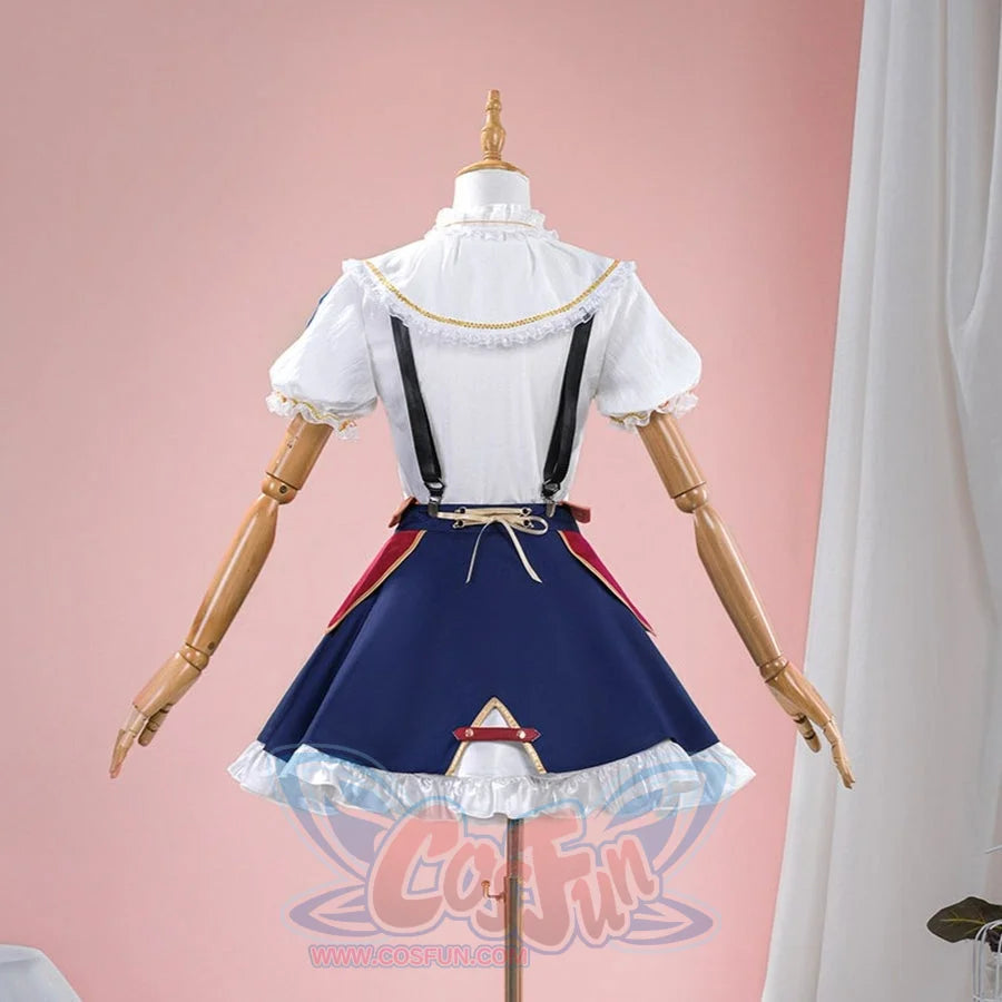 1883 Science and Medium Yongchu Taffy cosplay costume presents the back detail of a white shirt attached to suspenders.