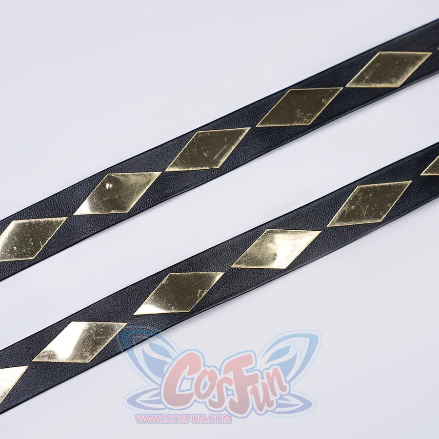 1883 Science and Medium Yongchu Taffy cosplay costume includes two black straps accented by gold-tone diamond shapes.
