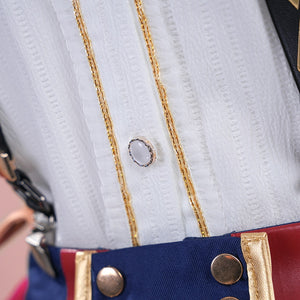 1883 Science and Medium Yongchu Taffy cosplay costume captures fine white shirt fabric textures and metallic button accents.