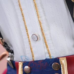 1883 Science and Medium Yongchu Taffy cosplay costume captures fine white shirt fabric textures and metallic button accents.