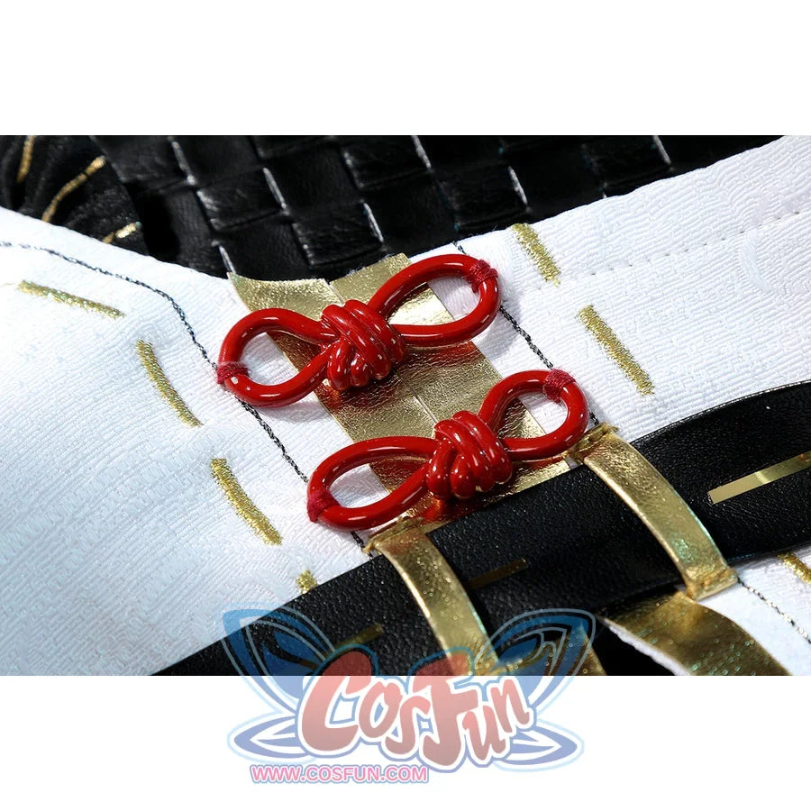 Zenless Zone Zero Dialyn cosplay belt detail centers red loop accents over black and gold waist straps