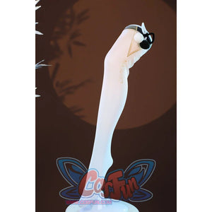 Zenless Zone Zero Dialyn cosplay legwear front view shows a white stocking with a small black pom at the top