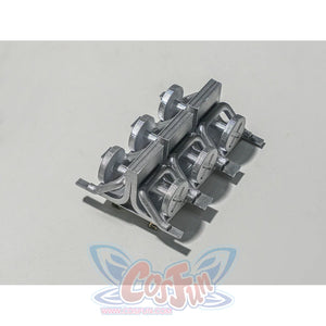 Zenless Zone Zero Promeia cosplay costume buckle prop detail arranges silver clasp pieces over a pale surface.