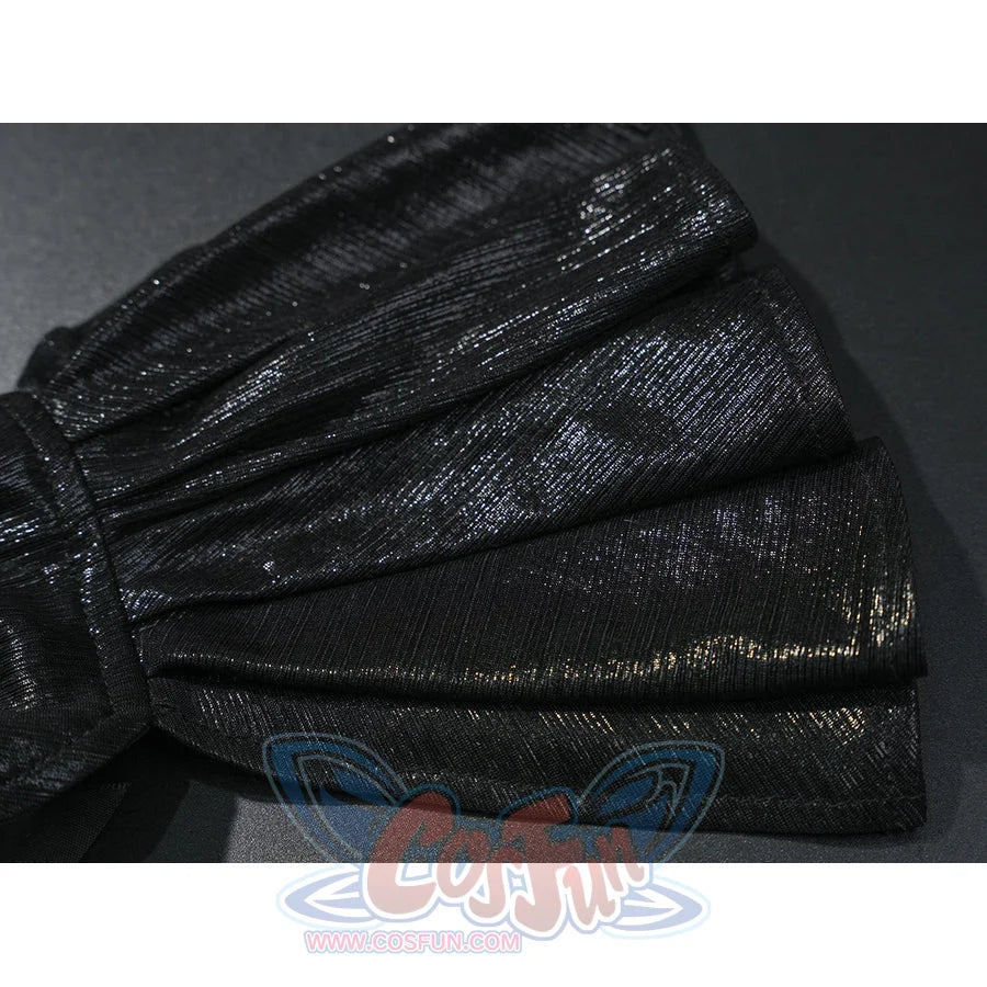 Zenless Zone Zero Ramiel cosplay costume back chain bow prop detail stretches black bows across a flat strip.
