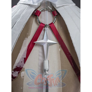 Zenless Zone Zero Ramiel cosplay costume front dangle detail places a silver star charm under white fabric.