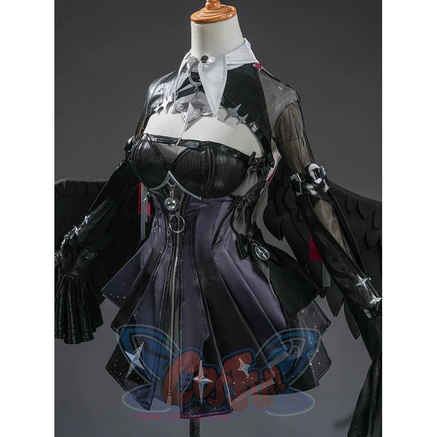 Zenless Zone Zero Ramiel cosplay costume front torso view centers the black bodice between wide sleeves.