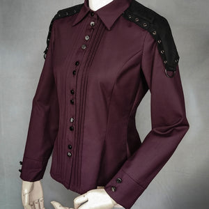 Gothic Military Uniform Color Blocking Long-sleeved Shirt