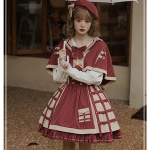Vintage Detective Style Lolita Jumper Skirt Sets S22589