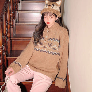 Warm Long Sleeve Pullover Polo Neck Sweater