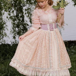 Spring Elegant Embroidered Lolita High Waist Skirt