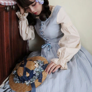 Autumn Vintage Stripe Lolita Long-sleeved Dress