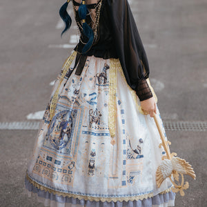 Egypt Style Gorgeous Side Opening Lolita Printed Skirt