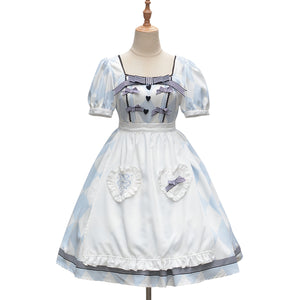 Alice Lolita Short Sleeve Dress and Apron Two Piece Sets