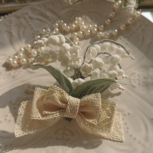Lily of The Valley Handmade Brooch and Pearl Chain