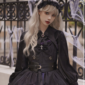 Halloween Gothic Vintage High Waist Jumper Skirt Sets