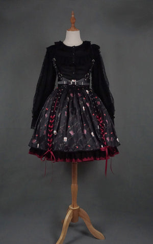 Halloween Gothic Lolita Lace Up Skirt S22739