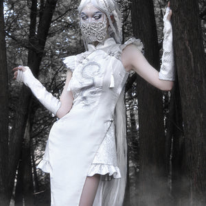 White Gothic Chinese Style Cheongsam Summer Dress