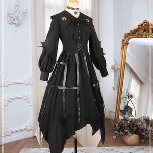 Vintage Halloween Lolita Irregular Long-sleeved Dress
