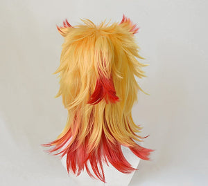 Demon Slayer Kimetsu No Yaiba Rengoku Kyoujurou Cosplay Wigs Ponytail Red and Yellow mp005672