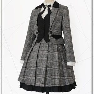 Vintage Girl Lolita Woolen Plaid Coat