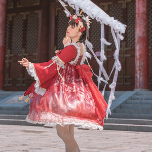 Chinese Style New Year Lolit High Waist Dress