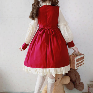 Bride Lolita Dress Kawaii Princess Dress Lolita Skirt Full Set for Kid Girl